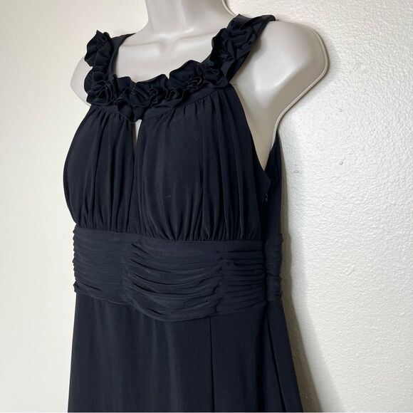 Sangria Black Halter Dress Fabric Flower Keyhole Neckline Empire Waist Women 14 - Picture 5 of 14